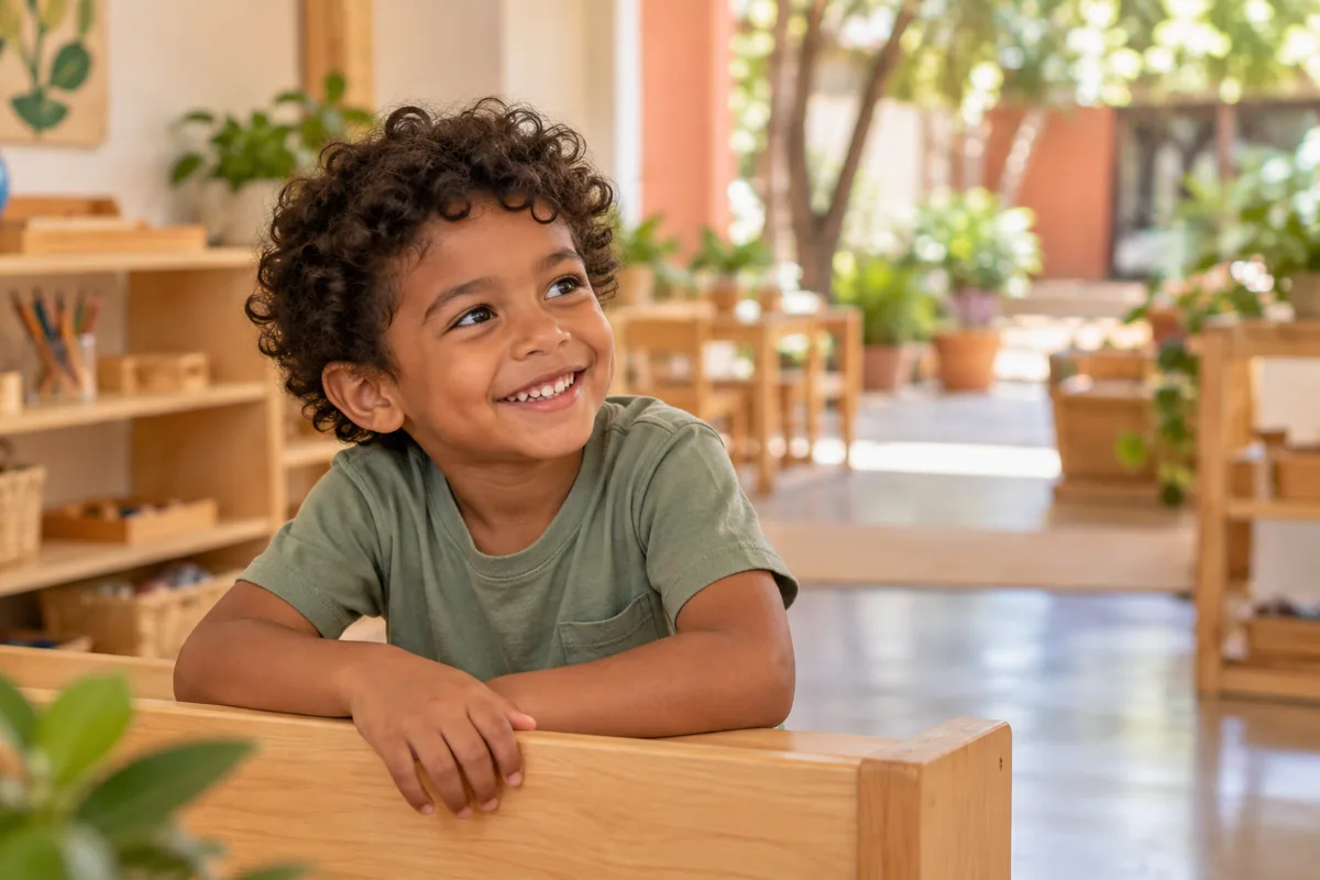 Un niño en un ambiente Montessori